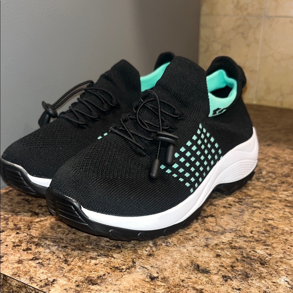 Black and Teal Athletic Sneakers